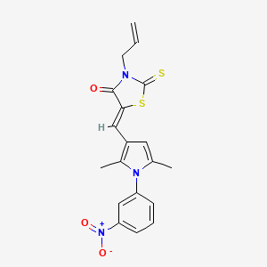 molecular formula C19H17N3O3S2 B3683401 (5Z)-5-{[2,5-dimethyl-1-(3-nitrophenyl)-1H-pyrrol-3-yl]methylidene}-3-(prop-2-en-1-yl)-2-thioxo-1,3-thiazolidin-4-one 