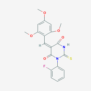 (5E)-1-(2-fluorophenyl)-2-sulfanylidene-5-[(2,4,6-trimethoxyphenyl)methylidene]-1,3-diazinane-4,6-dione