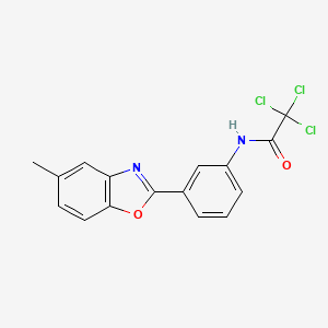 molecular formula C16H11Cl3N2O2 B3683505 2,2,2-trichloro-N-[3-(5-methyl-1,3-benzoxazol-2-yl)phenyl]acetamide 