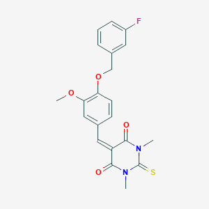 5-{4-[(3-fluorobenzyl)oxy]-3-methoxybenzylidene}-1,3-dimethyl-2-thioxodihydro-4,6(1H,5H)-pyrimidinedione