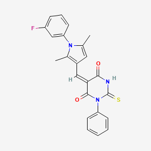 (5E)-5-{[1-(3-fluorophenyl)-2,5-dimethyl-1H-pyrrol-3-yl]methylidene}-1-phenyl-2-thioxodihydropyrimidine-4,6(1H,5H)-dione