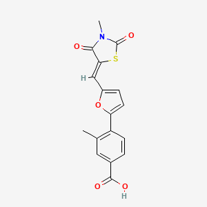 3-methyl-4-{5-[(3-methyl-2,4-dioxo-1,3-thiazolidin-5-ylidene)methyl]-2-furyl}benzoic acid