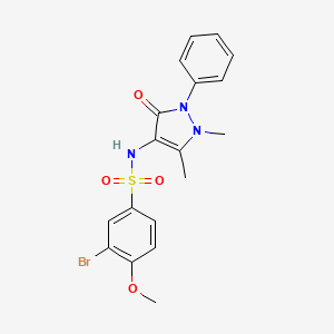 molecular formula C18H18BrN3O4S B3683625 3-bromo-N-(1,5-dimethyl-3-oxo-2-phenyl-2,3-dihydro-1H-pyrazol-4-yl)-4-methoxybenzenesulfonamide 