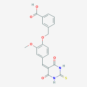 3-({4-[(4,6-dioxo-2-thioxotetrahydropyrimidin-5(2H)-ylidene)methyl]-2-methoxyphenoxy}methyl)benzoic acid