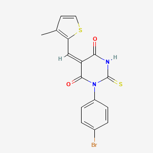 (5E)-1-(4-bromophenyl)-5-[(3-methylthiophen-2-yl)methylidene]-2-sulfanylidene-1,3-diazinane-4,6-dione