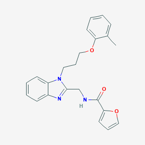 molecular formula C23H23N3O3 B368374 2-furyl-N-({1-[3-(2-methylphenoxy)propyl]benzimidazol-2-yl}methyl)carboxamide CAS No. 920116-20-7