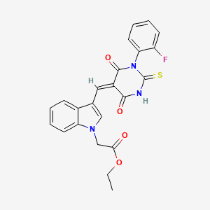 ethyl (3-{[1-(2-fluorophenyl)-4,6-dioxo-2-thioxotetrahydro-5(2H)-pyrimidinylidene]methyl}-1H-indol-1-yl)acetate