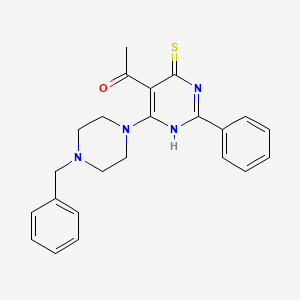 1-[4-(4-benzylpiperazin-1-yl)-2-phenyl-6-sulfanylidene-3H-pyrimidin-5-yl]ethanone