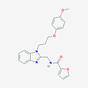 molecular formula C23H23N3O4 B368377 2-furyl-N-({1-[3-(4-methoxyphenoxy)propyl]benzimidazol-2-yl}methyl)carboxamide CAS No. 920116-69-4