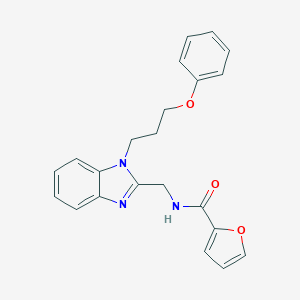 molecular formula C22H21N3O3 B368378 2-furyl-N-{[1-(3-phenoxypropyl)benzimidazol-2-yl]methyl}carboxamide CAS No. 920116-76-3