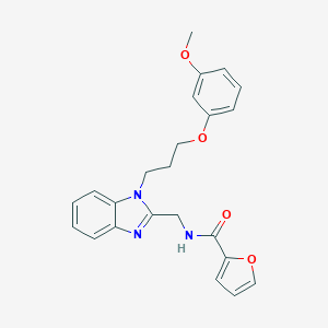 molecular formula C23H23N3O4 B368379 2-furyl-N-({1-[3-(3-methoxyphenoxy)propyl]benzimidazol-2-yl}methyl)carboxamide CAS No. 920116-41-2