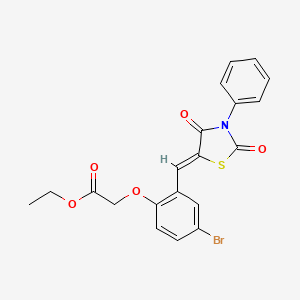 molecular formula C20H16BrNO5S B3683799 ethyl {4-bromo-2-[(Z)-(2,4-dioxo-3-phenyl-1,3-thiazolidin-5-ylidene)methyl]phenoxy}acetate 