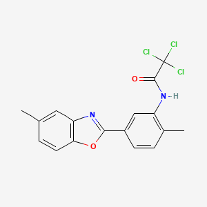 2,2,2-trichloro-N-[2-methyl-5-(5-methyl-1,3-benzoxazol-2-yl)phenyl]acetamide