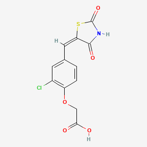 molecular formula C12H8ClNO5S B3683858 {2-chloro-4-[(E)-(2,4-dioxo-1,3-thiazolidin-5-ylidene)methyl]phenoxy}acetic acid 