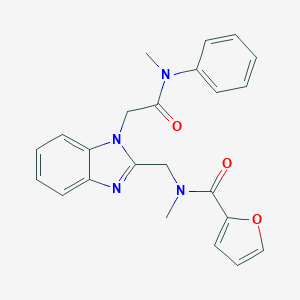 molecular formula C23H22N4O3 B368387 N-methyl-N-[(1-{[methyl(phenyl)carbamoyl]methyl}-1H-1,3-benzodiazol-2-yl)methyl]furan-2-carboxamide CAS No. 919977-93-8