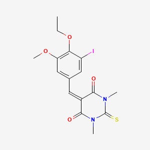 molecular formula C16H17IN2O4S B3683884 5-(4-ethoxy-3-iodo-5-methoxybenzylidene)-1,3-dimethyl-2-thioxodihydropyrimidine-4,6(1H,5H)-dione 