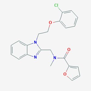 molecular formula C22H20ClN3O3 B368391 N-({1-[2-(2-chlorophenoxy)ethyl]benzimidazol-2-yl}methyl)-2-furyl-N-methylcarb oxamide CAS No. 919976-82-2
