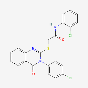 molecular formula C22H15Cl2N3O2S B3683919 N-(2-chlorophenyl)-2-{[3-(4-chlorophenyl)-4-oxo-3,4-dihydro-2-quinazolinyl]thio}acetamide 