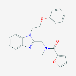 molecular formula C22H21N3O3 B368393 2-furyl-N-methyl-N-{[1-(2-phenoxyethyl)benzimidazol-2-yl]methyl}carboxamide CAS No. 919977-26-7