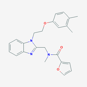 molecular formula C24H25N3O3 B368394 N-({1-[2-(3,4-dimethylphenoxy)ethyl]benzimidazol-2-yl}methyl)-2-furyl-N-methyl carboxamide CAS No. 919976-94-6