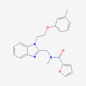 molecular formula C23H23N3O3 B368395 2-furyl-N-methyl-N-({1-[2-(3-methylphenoxy)ethyl]benzimidazol-2-yl}methyl)carb oxamide CAS No. 919977-02-9