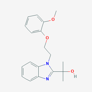 molecular formula C19H22N2O3 B368399 2-{1-[2-(2-Methoxyphenoxy)ethyl]benzimidazol-2-yl}propan-2-ol CAS No. 923200-96-8