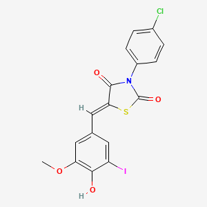 molecular formula C17H11ClINO4S B3684006 3-(4-chlorophenyl)-5-(4-hydroxy-3-iodo-5-methoxybenzylidene)-1,3-thiazolidine-2,4-dione 