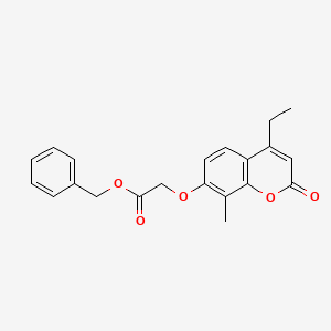 molecular formula C21H20O5 B3684020 benzyl 2-[(4-ethyl-8-methyl-2-oxo-2H-chromen-7-yl)oxy]acetate 