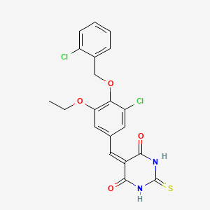 molecular formula C20H16Cl2N2O4S B3684034 5-{3-chloro-4-[(2-chlorobenzyl)oxy]-5-ethoxybenzylidene}-2-thioxodihydro-4,6(1H,5H)-pyrimidinedione 