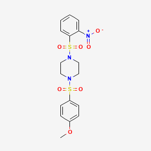 molecular formula C17H19N3O7S2 B3684040 1-(4-METHOXYBENZENESULFONYL)-4-(2-NITROBENZENESULFONYL)PIPERAZINE 