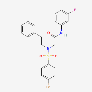 molecular formula C22H20BrFN2O3S B3684055 N~2~-[(4-bromophenyl)sulfonyl]-N~1~-(3-fluorophenyl)-N~2~-(2-phenylethyl)glycinamide 