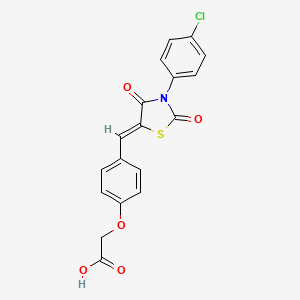 molecular formula C18H12ClNO5S B3684092 (4-{[3-(4-chlorophenyl)-2,4-dioxo-1,3-thiazolidin-5-ylidene]methyl}phenoxy)acetic acid 