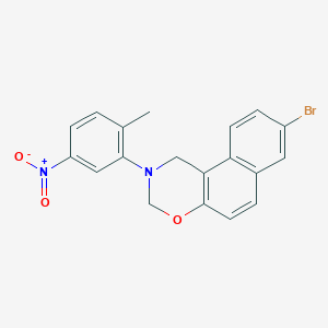 molecular formula C19H15BrN2O3 B3684115 8-BROMO-2-(2-METHYL-5-NITROPHENYL)-1H,2H,3H-NAPHTHO[1,2-E][1,3]OXAZINE 