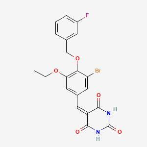 molecular formula C20H16BrFN2O5 B3684119 5-[[3-Bromo-5-ethoxy-4-[(3-fluorophenyl)methoxy]phenyl]methylidene]-1,3-diazinane-2,4,6-trione 