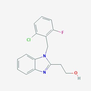 molecular formula C16H14ClFN2O B368412 2-[1-(2-chloro-6-fluorobenzyl)-1H-benzimidazol-2-yl]ethanol CAS No. 923145-53-3