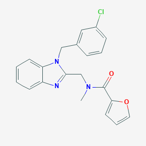 molecular formula C21H18ClN3O2 B368419 N-({1-[(3-chlorophenyl)methyl]-1H-1,3-benzodiazol-2-yl}methyl)-N-methylfuran-2-carboxamide CAS No. 919976-16-2