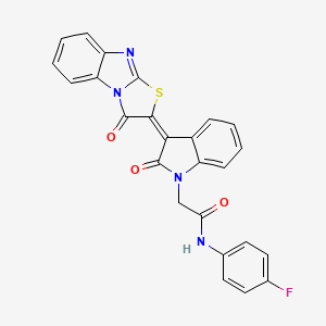 N-(4-fluorophenyl)-2-[(3E)-2-oxo-3-(3-oxo[1,3]thiazolo[3,2-a]benzimidazol-2(3H)-ylidene)-2,3-dihydro-1H-indol-1-yl]acetamide