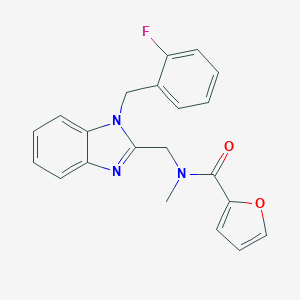molecular formula C21H18FN3O2 B368420 N-{[1-(2-fluorobenzyl)-1H-benzimidazol-2-yl]methyl}-N-methyl-2-furamide CAS No. 919976-10-6