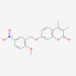 molecular formula C19H17NO6 B3684214 7-[(2-METHOXY-5-NITROPHENYL)METHOXY]-3,4-DIMETHYL-2H-CHROMEN-2-ONE 