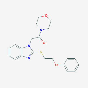 molecular formula C21H23N3O3S B368422 1-Morpholin-4-yl-2-[2-(2-phenoxyethylthio)benzimidazolyl]ethan-1-one CAS No. 920115-49-7