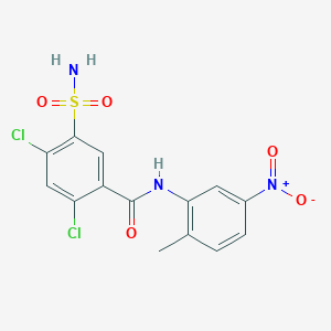 2,4-dichloro-N-(2-methyl-5-nitrophenyl)-5-sulfamoylbenzamide