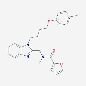 molecular formula C25H27N3O3 B368425 2-furyl-N-methyl-N-({1-[4-(4-methylphenoxy)butyl]benzimidazol-2-yl}methyl)carb oxamide CAS No. 919976-58-2