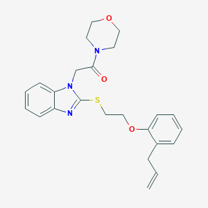 molecular formula C24H27N3O3S B368426 2-(2-((2-(2-allylphenoxy)ethyl)thio)-1H-benzo[d]imidazol-1-yl)-1-morpholinoethanone CAS No. 919975-45-4