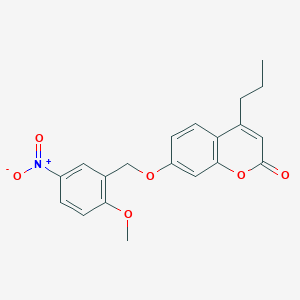 molecular formula C20H19NO6 B3684265 7-[(2-METHOXY-5-NITROPHENYL)METHOXY]-4-PROPYL-2H-CHROMEN-2-ONE 