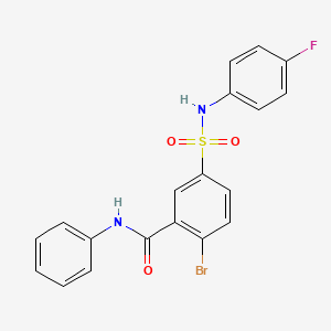 molecular formula C19H14BrFN2O3S B3684281 2-bromo-5-[(4-fluorophenyl)sulfamoyl]-N-phenylbenzamide 