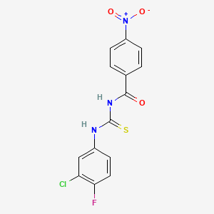 molecular formula C14H9ClFN3O3S B3684294 N-[(3-chloro-4-fluorophenyl)carbamothioyl]-4-nitrobenzamide 