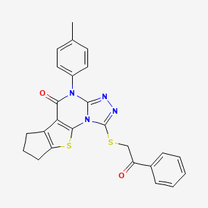 7-(4-methylphenyl)-3-phenacylsulfanyl-15-thia-2,4,5,7-tetrazatetracyclo[7.6.0.02,6.010,14]pentadeca-1(9),3,5,10(14)-tetraen-8-one