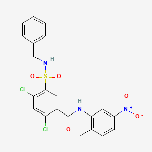 molecular formula C21H17Cl2N3O5S B3684313 5-[(benzylamino)sulfonyl]-2,4-dichloro-N-(2-methyl-5-nitrophenyl)benzamide 