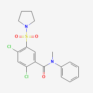 2,4-dichloro-N-methyl-N-phenyl-5-pyrrolidin-1-ylsulfonylbenzamide