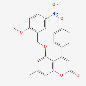 molecular formula C24H19NO6 B3684356 5-[(2-METHOXY-5-NITROPHENYL)METHOXY]-7-METHYL-4-PHENYL-2H-CHROMEN-2-ONE 